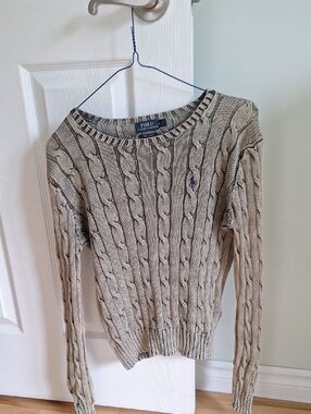 Polo by Ralph Lauren Cream & Black Fleck Cable-Knit Crew Sweater